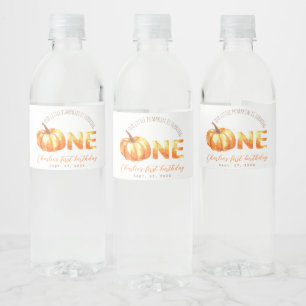 Första födelsedagen vår lilla pumpa blir ett år vattenflaskor etikett