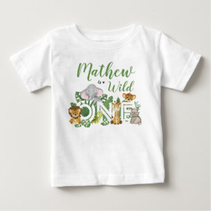 Första födelsedagen Vild ett ungle Safari-djur T Shirt