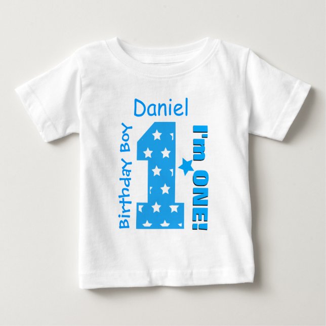 Första födelsedagestern Ett års eget namn V006B T Shirt (Framsida)