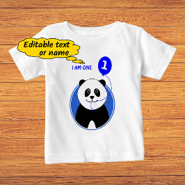 Första födelsedagetext för söt panda-anpassningsba tee