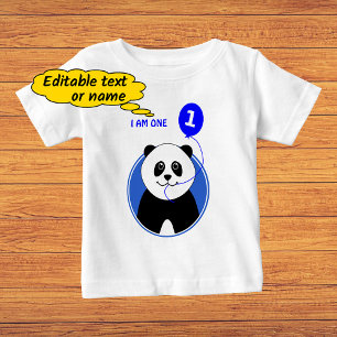 Första födelsedagetext för söt panda-anpassningsba tee shirt