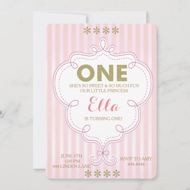 Första födelsedagguld och inbjudningar (Framsida)