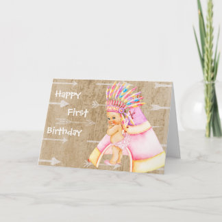 Första födelsedagkort för indianbaby kort