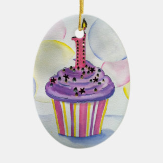 Första födelsedagprydnad julgransprydnad keramik