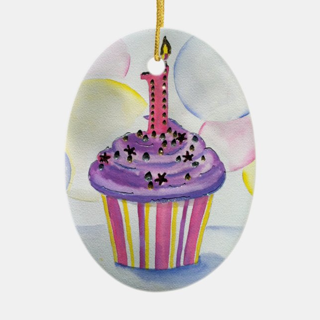 Första födelsedagprydnad julgransprydnad keramik (Framsidan)