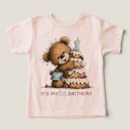 Första födelsedags baby pojke Teddybjörn födelseda T Shirt