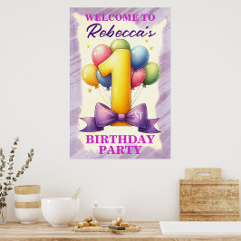 Första födelsedags ballongtema poster