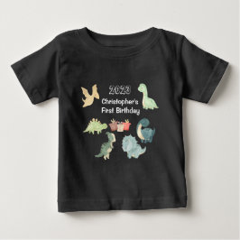 Första födelsedags bebis akvarell söt dinosaurie s t shirt