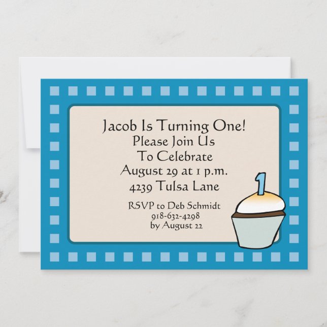 Första födelsedags Cupcake Födelsedagsinbjudan Inbjudningar (Framsida)