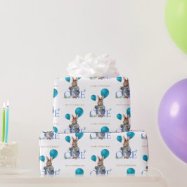 Första födelsedags kaninballonger presentpapper