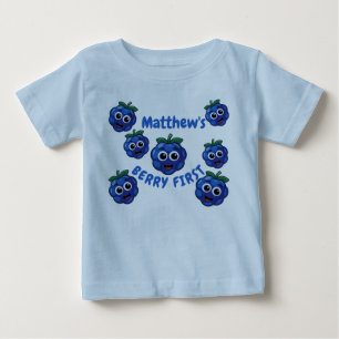 Första födelsedags pojke blå bär 1:a t shirt