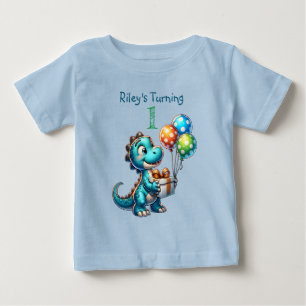 Första födelsedags pojke dinosaurie namn och ålder t shirt