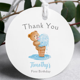 Första födelsedags pojke Teddybjörn Glass Gåvor Etiketter
