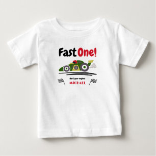 Första födelsedags snabba gröna vintage tävlingsbi t shirt