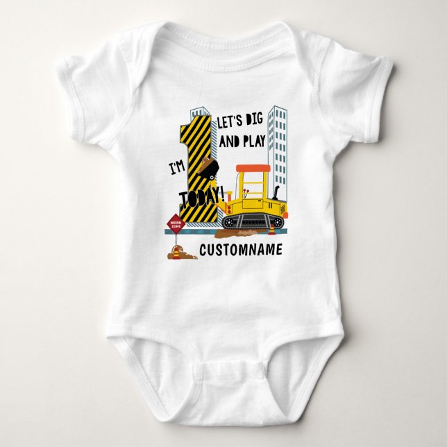 Första födelsedagsbygget Låt oss Gräva och spela T Shirt (Framsida)