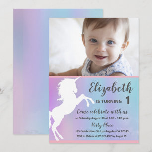 Första födelsedagsfest för Unicornbabyfoto Inbjudningar