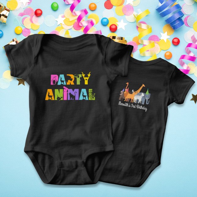Första Födelsedagsfesten Animal Safari Black Bodyk T Shirt (First Birthday Bodysuit Party Animal Fun First Birthday Gift)