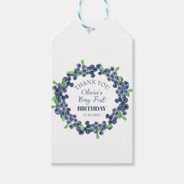 Första Födelsedagsfesten Blåbär Flicka Presentetikett