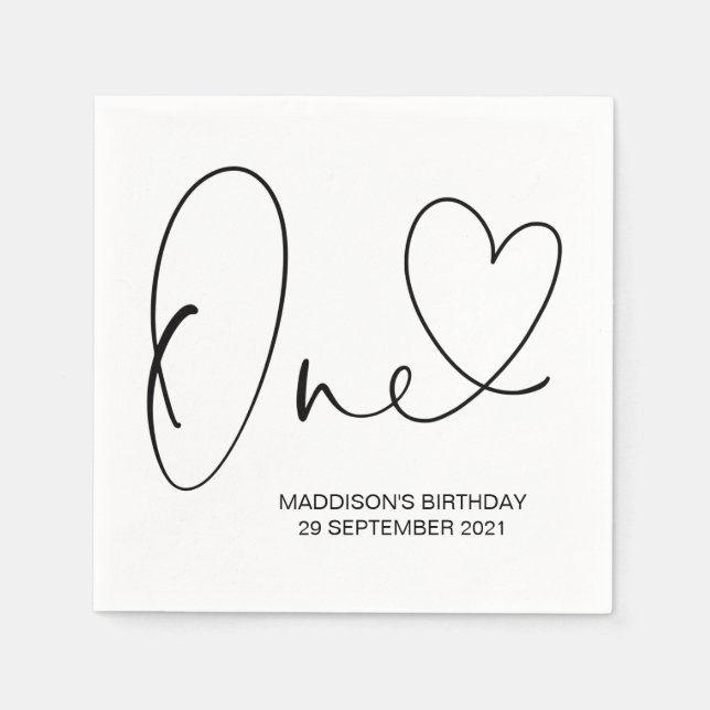 Första Födelsedagsfesten en Firande Napkins Pappersservett (Framsidan)