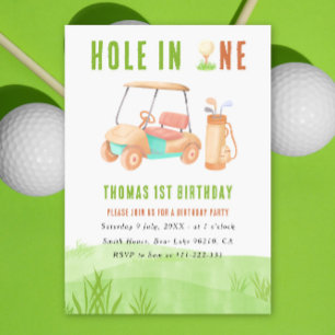 Första födelsedagsfesten Hole In One Inbjudningar