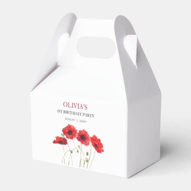Första Födelsedagsfesten Poppies Flicka Presentaskar (Framsidan Sidan)