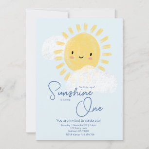 Första Födelsedagsfesten Ray of Sunshine Cute Baby Inbjudningar