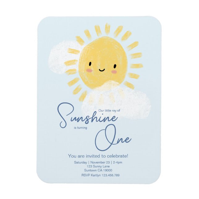 Första Födelsedagsfesten Ray of Sunshine Cute Baby Magnet (Vertikal)