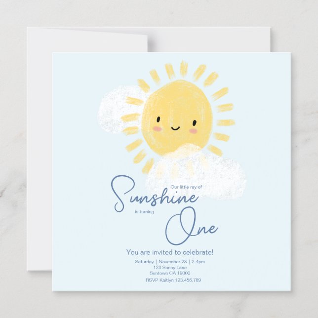 Första Födelsedagsfesten Ray of Sunshine Cute Baby Magnetisk Inbjudningskort (Framsida)