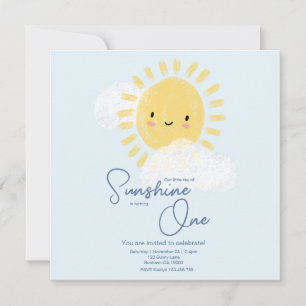 Första Födelsedagsfesten Ray of Sunshine Cute Baby Spara Datumet