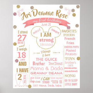 Första Födelsedagsfestens tecken poster för flicka