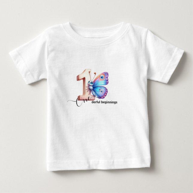 Första födelsedagsfirande T-shirt för småbarn (Framsida)