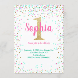 Första födelsedagsinbjudan 1:a inbjudan flicka kon