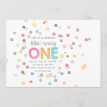 Första födelsedagsinbjudan Flicka Watercolor konet