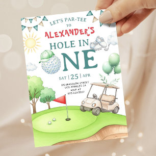 Första födelsedagsinbjudan för Hole in One Golf Inbjudningar