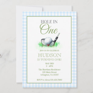 Första födelsedagsinbjudan med Hole in One - Golf Inbjudningar