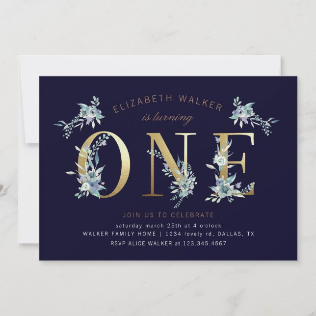 Första födelsedagsinbjudan till bergssommarinbjuda (Framsida)