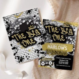 Första födelsedagsinbjudan till Big One Hip hop Inbjudningar