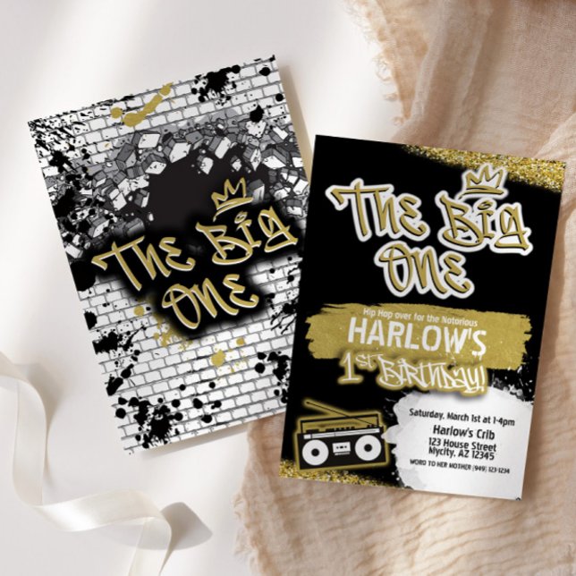 Första födelsedagsinbjudan till Big One Hip hop Inbjudningar (Skapare uppladdad)