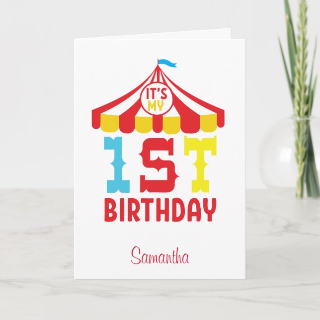 Första födelsedagskarnival kort (Framsida)