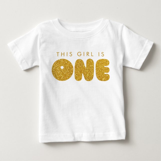 Första födelsedagsklänning för babyflicka Golden O T-shirt (Framsida)