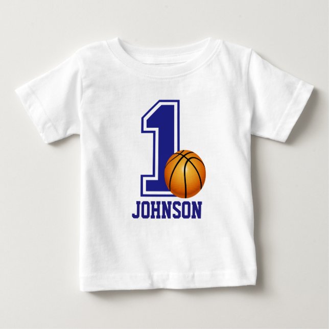 Första födelsedagskorgens basketboll Personlig Tee Shirt (Framsida)