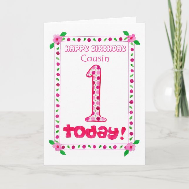 Första födelsedagskortet för en flickkusin kort (Framsida)