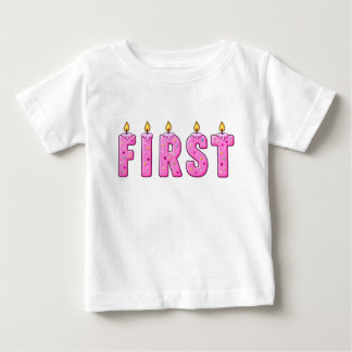 Första födelsedagsljus dubbelsidig baby T-shirt