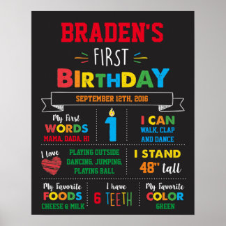 Första födelsedagsmilstolpeaffisch poster
