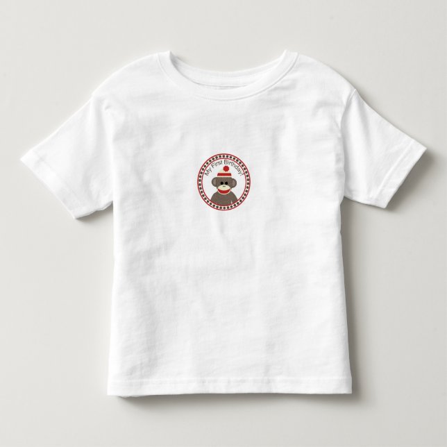 Första födelsedagsock monkeyskjorta t-shirt (Framsida)