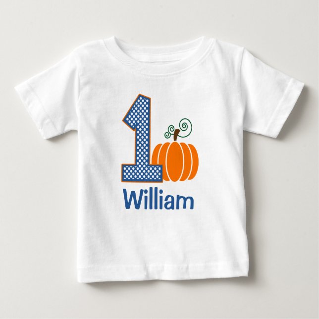 Första födelsedagspojken Fall Pumpkin-Personligen T Shirt (Framsida)
