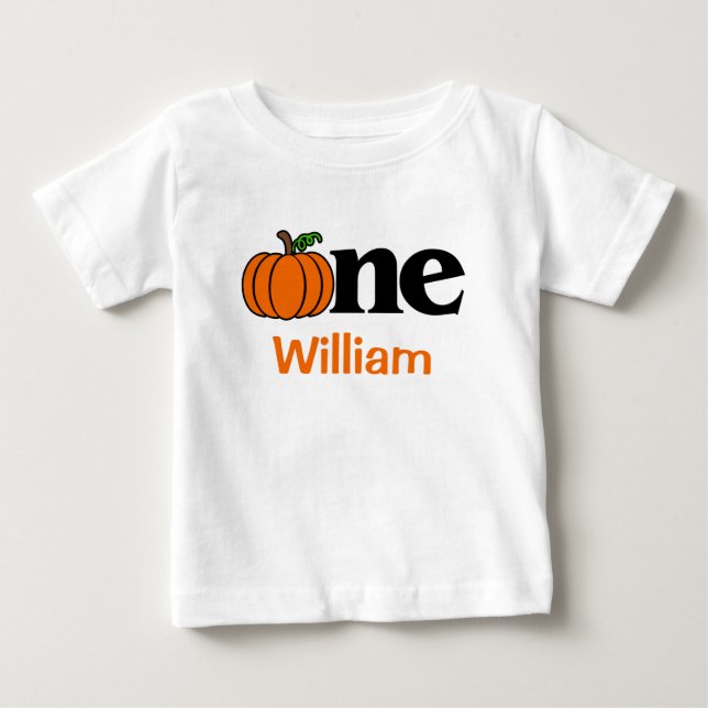 Första födelsedagspojken Fall Pumpkin-Personligen T Shirt (Framsida)