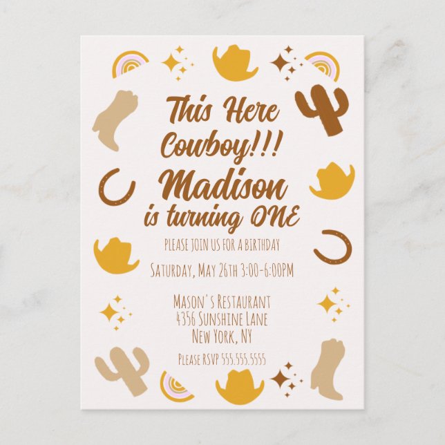 Första födelsedagsregnbågar Rodeos Groovy födelsed Vykort (Framsida)