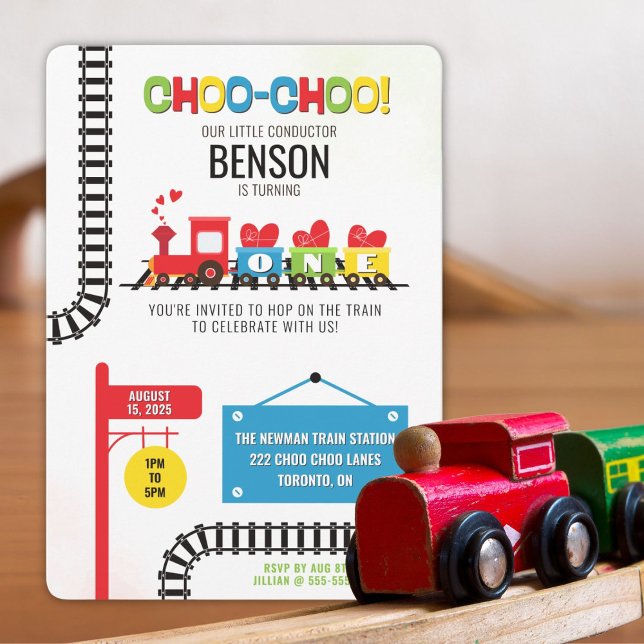 Första födelsedagståg inbjudan (Skapare uppladdad)