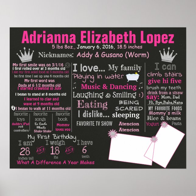 Första födelsedagstecknet poster kalkkort (Framsidan)